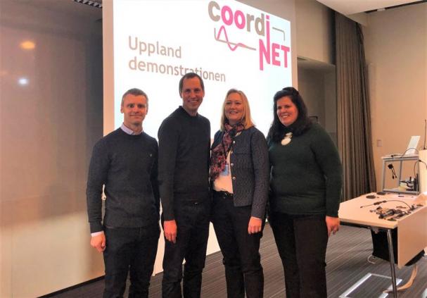 Fr v Tomas Nordqvist, Uppsalahem; Erik Pelling (s), kommunalråd Uppsala kommun; Cecilia Sjöstedt, GE Healthcare; Yvonne Ruwaida, Vattenfall Eldistribution.