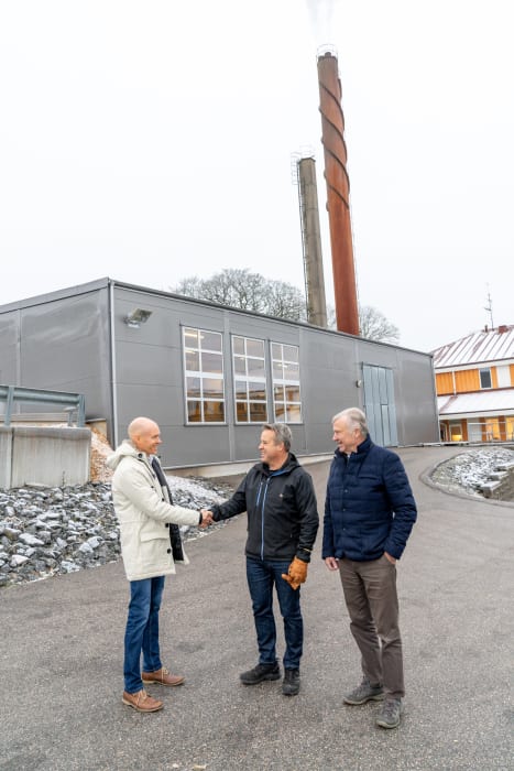 Jonas Sörensson från Solör Bioenergi, samt Magnus Strand och Sven Strand från MS Strand AB.