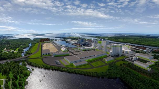 Metsä Fibres nya bioproduktfabrik i Kemi (bilden är en illustration).