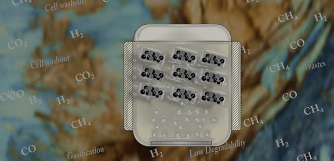 Bildmontage, bakgrundsbild av Bruno Ramos Lara, Unsplash, och illustration av ett membran till en bioreaktor.