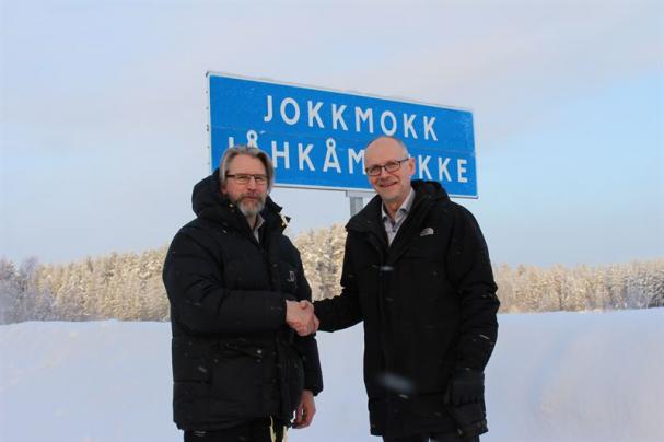 Jokkmokks kommunalråd Robert Bernhardsson och Christer Ljunggren, chef Vattenfall Vattenkraft.