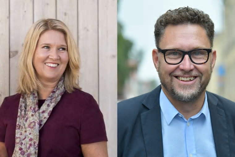 På bild: Catarina Hägglund, chef kommunikation och hållbarhet, Skellefteå Kraft & Magnus Stenvall, ansvarig för strategiska partnerskap och samarbeten, Umeå Energi.