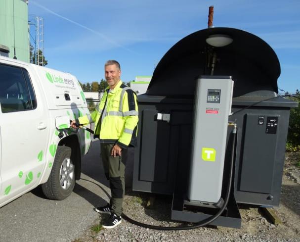 Linde energi leasar numera en egen biodieseltank.