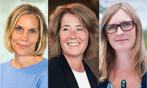 Karolina Brick, hållbarhetschef Riksbyggen, Johanna Frelin, vd Riksbyggen och Mari-Louise Persson, miljö- och energichef Riksbyggen.