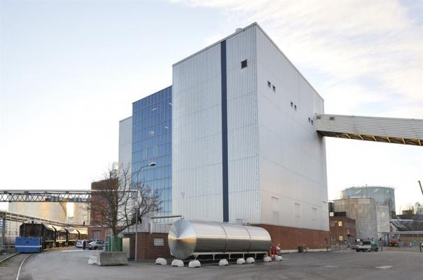 Bilden visar byggnaden för bränslepreparering av kol till kraftvärmeverk 6 i Värtaverket (KVV6).