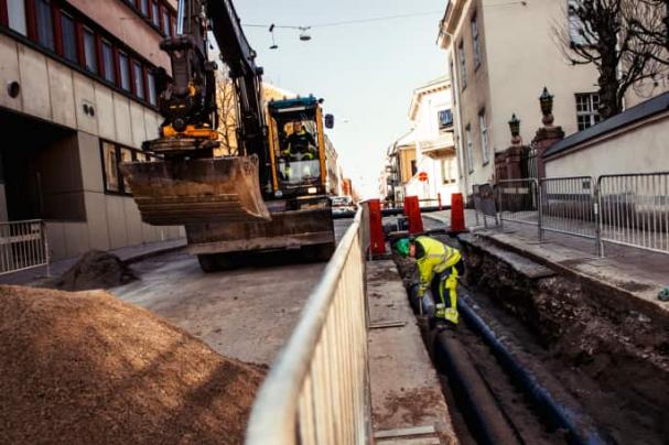 Bild från ett tidigare arbete med utbyggnad av fjärrkylanätet i Gävle.