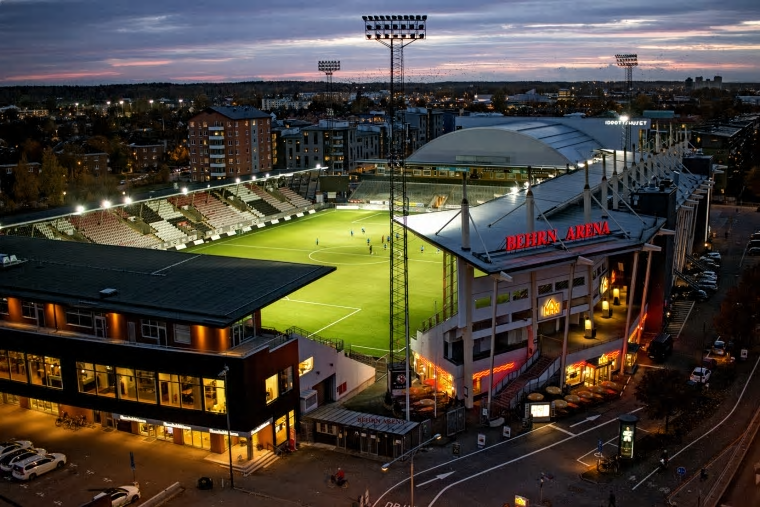 Modernt LED-ljus på Behrn Arena