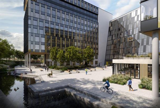 Visionsbild över Norges största kontorsfastighet på Ulven i Oslo (bilden är en illustration).